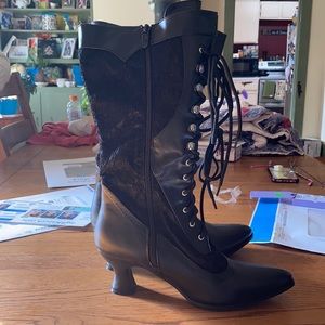 Knee high lace up boots